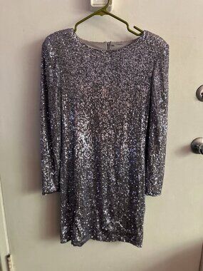 Mango silver sequin mini dress Small
